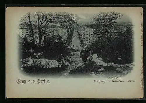 Mondschein-AK Berlin, Victoriapark, Blick auf die Grossbeerenstrasse