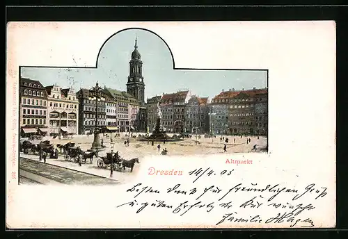 AK Dresden, Altmarkt mit Denkmal