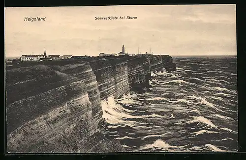 AK Helgoland, Südwestküste bei Sturm