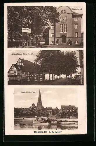 AK Holzminden a. d. Weser, Strandhotel, Altdeutsches Haus, Dampfer
