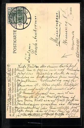 AK Göttingen, Festpostkarte, Erster elektr. Telegraph, Gauss und Weber