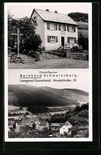 AK Langenei /Sauerland, Hotel-Pension Bernhard Schweinsberg, Hauptstrasse 25