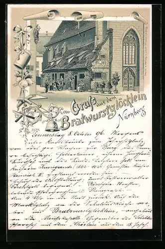 Lithographie Nürnberg, Gasthof Bratwurstglöcklein