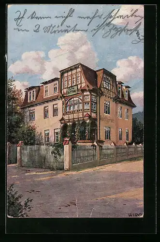 Künstler-AK Bad Georgenthal i. Thür., Cafe Hartmann