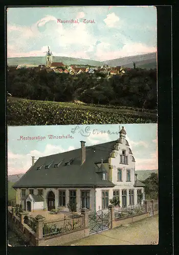 AK Rauenthal, Restaurant Winzerhalle, Ortsansicht