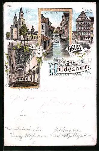 Lithographie Hildesheim, Dom, Klein Venedig, Rolands Hospital