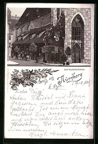 Lithographie Nürnberg, Gasthaus Bratwurst