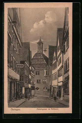 AK Öhringen, Fleischgasse mit Rathaus