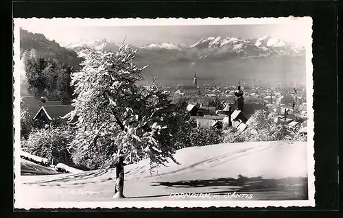 AK Dornbirn, Stadt mit Säntis im Winter