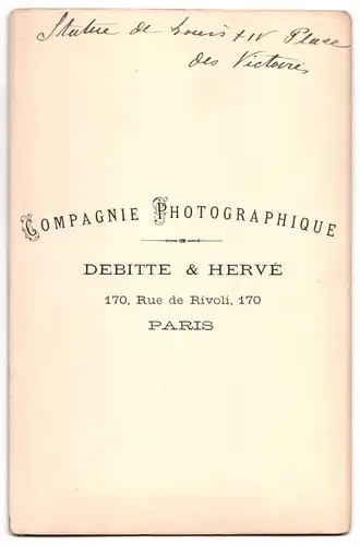 Fotografie Debitte & Herve, Paris, Ansicht Paris, Statue de Louis XIV, Place des Victorie
