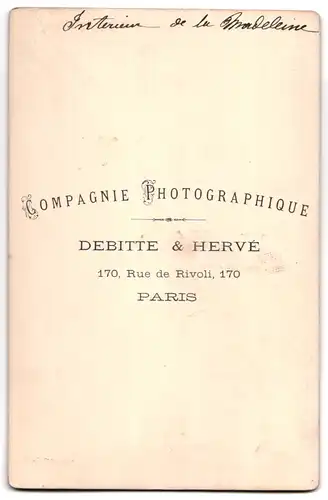 Fotografie Debitte & Herve, Paris, Ansicht Paris, Interieur de la Madeleine