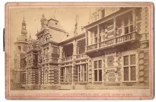 Fotografie B. K., Paris, Ansicht Paris, Exposition Universelle de 1878, Facade de la Belgique