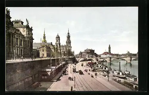 AK Dresden, am Dampfschiff-Landeplatz