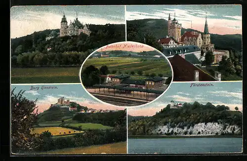 AK Niederhohne / Wesertal, Bahnhof, Burg Hanstein, Fürstenstein