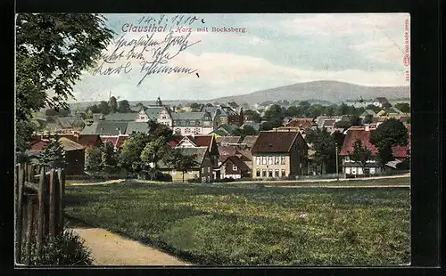 AK Clausthal / Harz, Gesamtansicht mit Bocksberg