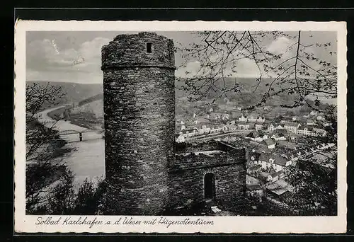 AK Karlshafen / Weser, Gesamtansicht mit Hugenottenturm