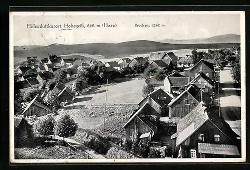 AK Hohegeiss / Harz, Totalansicht mit Brocken