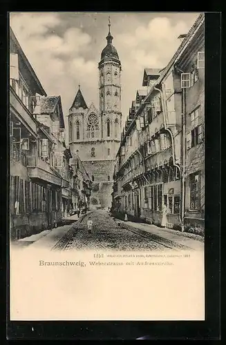 AK Braunschweig, Weberstrasse mit Andreaskirche