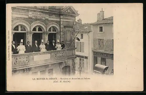 AK La Mothe-St-Héray, Rosières et Autorites au balcon