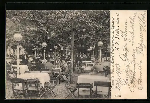 AK Wiener Prater, Garten in Pertl`s Grand-Etablissement, 3. Caféhaus