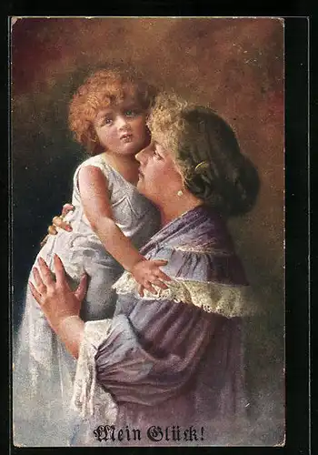 AK Mutterglück, Frau mit Kind auf dem Arm