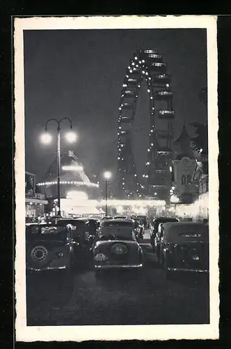 AK Wien, Wiener Prater mit Riesenrad bei Nacht