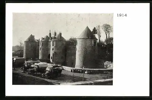 AK Péronne, Kriegslazarett des I. Bayer. A.-K., Zitadelle, Überbleibsel der alten Befestigung von Péronne 1914
