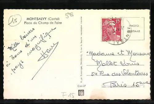 AK Montsalvy, Place du Champ de Foire