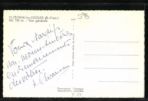 AK St-Etienne-les-Orgues, Vue generale