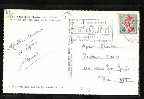 AK Les Salelles, Vue generale prise de la Montagne