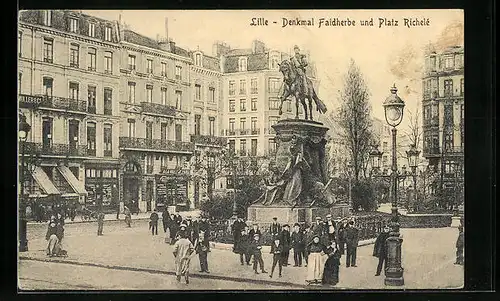 AK Lille, Denkmal Faidherbe und Platz Richelé
