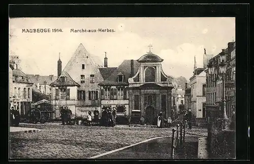 AK Maubeuge, Marché aux Herbes 1914