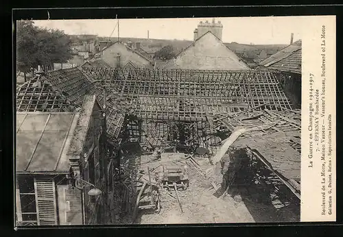 AK Épernay, Épernay Bombardée - Boulevard de al Morre, Maison Vasseur