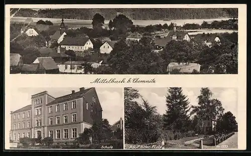 AK Mittelbach b. Chemnitz, Schule, Platz