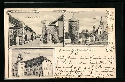 AK Bad Tennstedt i. Thür., Langensalzaer Thor, Ketzerthurm und Kirche