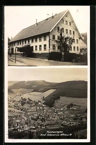 AK Furtwangen, Ortsansicht aus der Vogelschau und Hotel Sonne