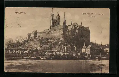 AK Meissen, Dom und Albrechtsburg Elbseite