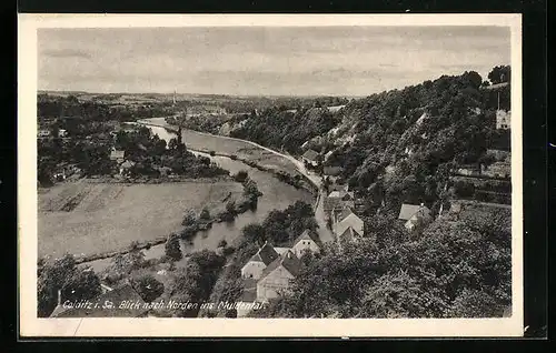 AK Colditz i. Sa., Blick nach Norden ins Muldental