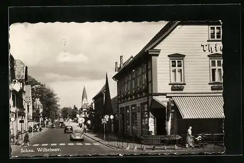 AK Soltau, Wilhelmstrasse mit Geschäften