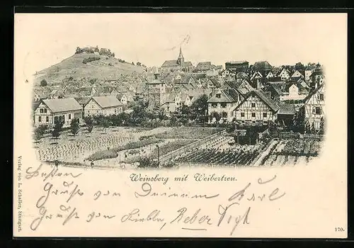 AK Weinsberg, Ortsansicht mit Burg Weibertreu