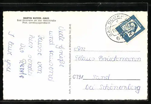 AK Bad Dürkheim /Weinstr., Martin-Butzer-Haus mit Ortsblick