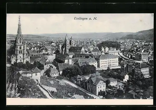 AK Esslingen a. N., Teilansicht aus der Vogelschau