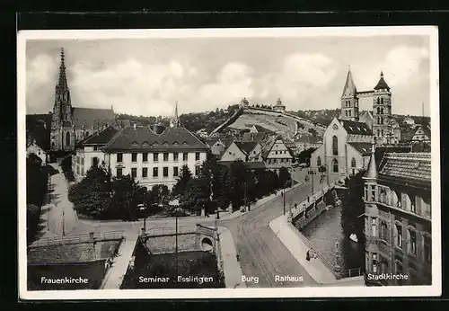 AK Esslingen a. N., Teilansicht mit Frauenkirche, Seminar und Stadtkirche