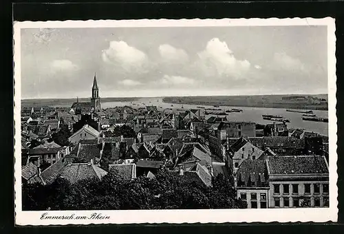 AK Emmerich /Rh., Ortsansicht mit Rhein aus der Vogelschau