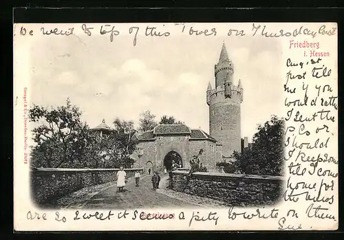 AK Friedberg /Hessen, Partie am Burgeingang