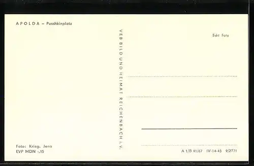 AK Apolda, Partie am Puschkinplatz