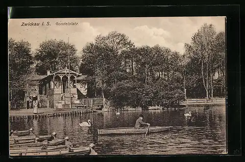 AK Zwickau /Sa., Am Gondelplatz