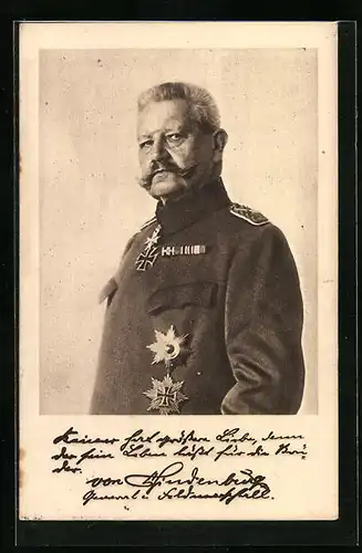 AK Generalfeldmarschall Paul von Hindenburg in Uniform