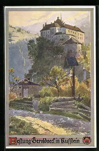 Künstler-AK E.F. Hofecker: AK Deutscher Schulverein Nr. 335: Festung Geroldseck in Kufstein