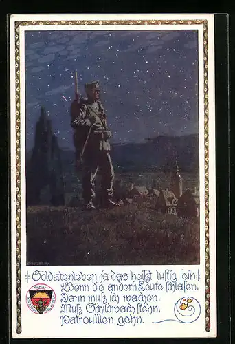 Künstler-AK Ernst Kutzer: AK Deutscher Schulverein Nr. 663: Soldat in der Nacht